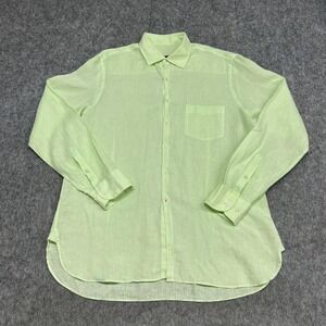 Bullock & Jones Shirt Mens XL Green Linen Sheer Long Sleeve Button Casual Beach